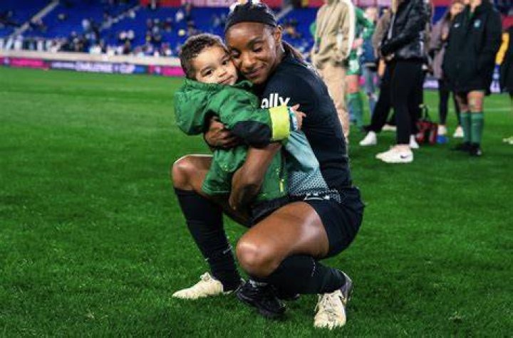Crystal with her son