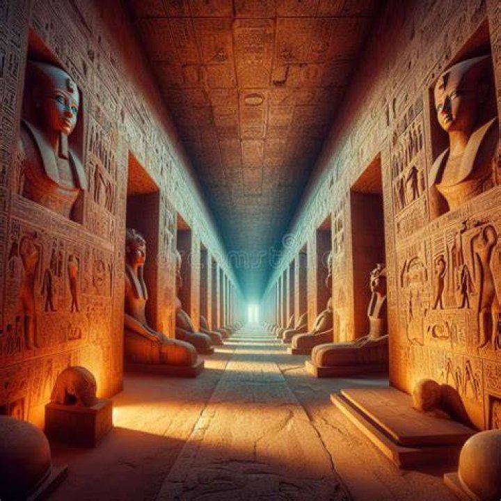Lit Stairwell Inside Pyramid Of Djoser